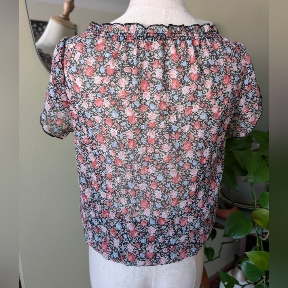 Poetry Women's Size Small Multicolor Ditsy Florals Boho Peasant Blouse - Picture 5 of 14